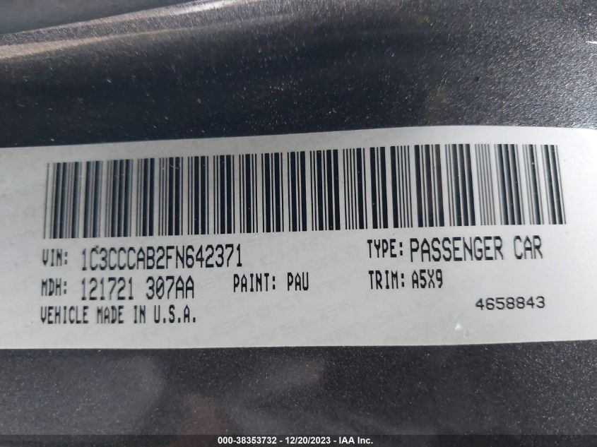 2015 CHRYSLER 200 LIMITED - 1C3CCCAB2FN642371