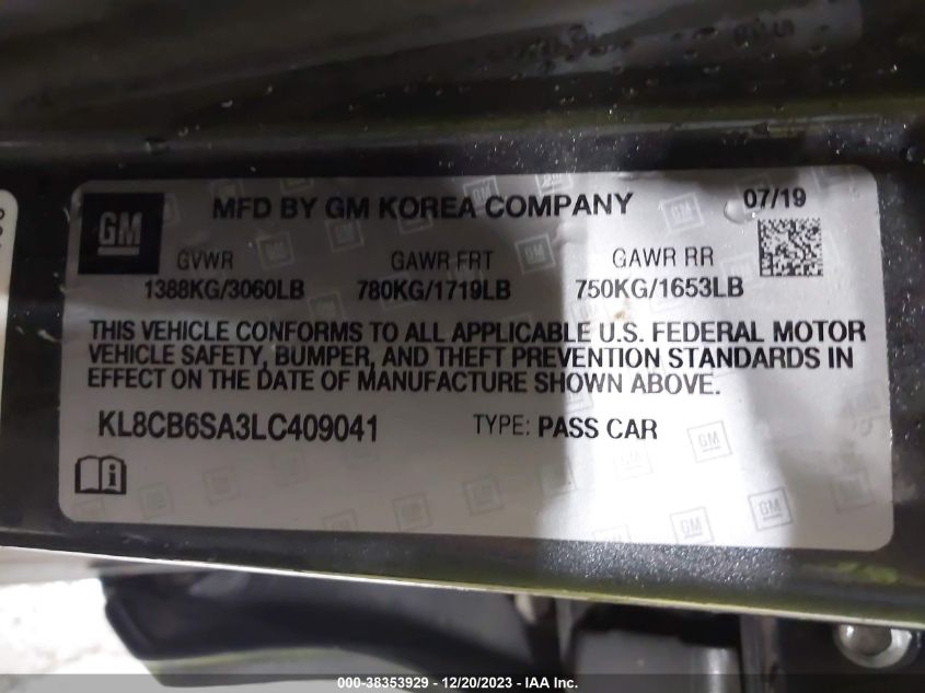 2020 CHEVROLET SPARK LS - KL8CB6SA3LC409041