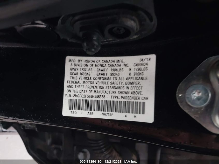 2018 HONDA CIVIC LX - 2HGFC2F56JH556358