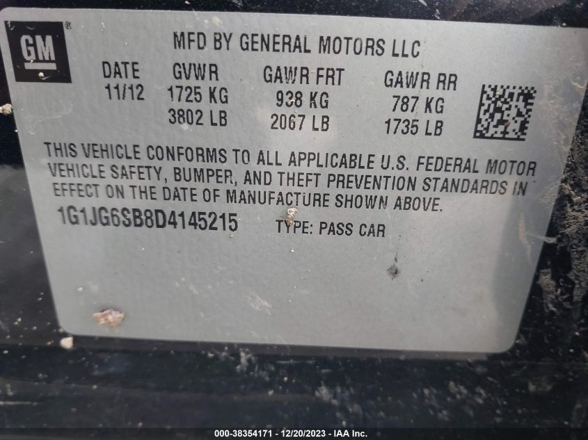 2013 CHEVROLET SONIC RS AUTO - 1G1JG6SB8D4145215