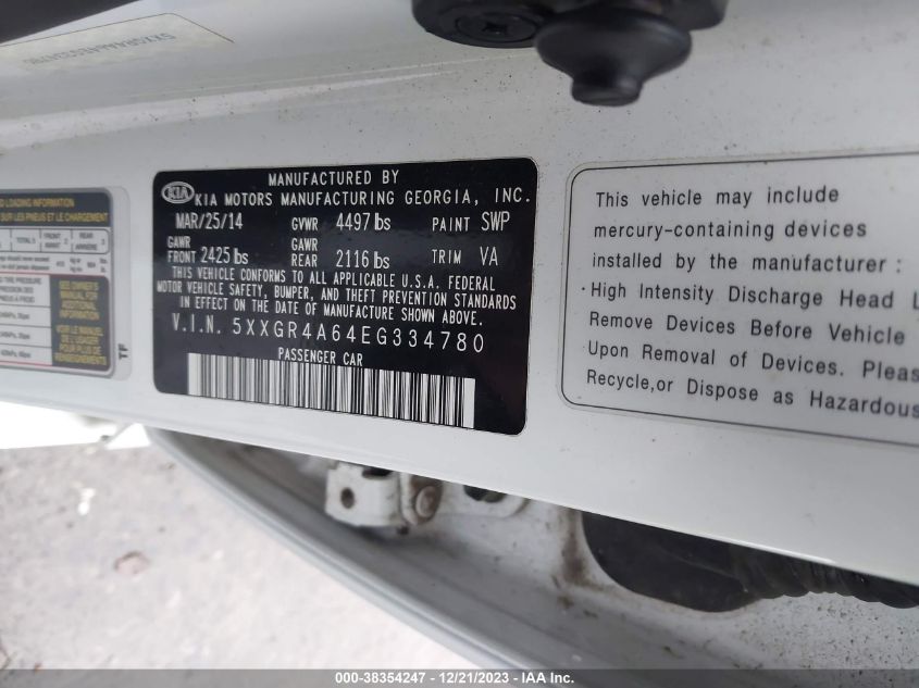 2014 KIA OPTIMA SX - 5XXGR4A64EG334780