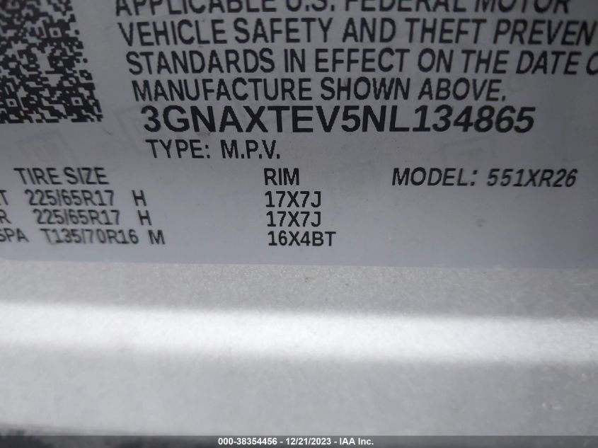 2022 CHEVROLET EQUINOX LT - 3GNAXTEV5NL134865