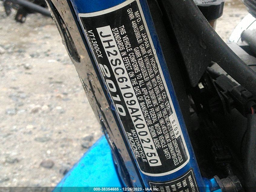 2010 HONDA VT1300 CX JH2SC6109AK002750