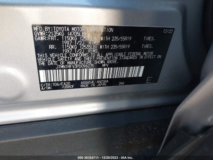 2023 TOYOTA RAV4 LIMITED - JTMN1RFV3PD096235