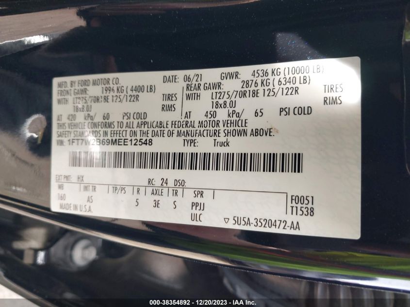 2021 FORD F-250 XL - 1FT7W2B69MEE12548