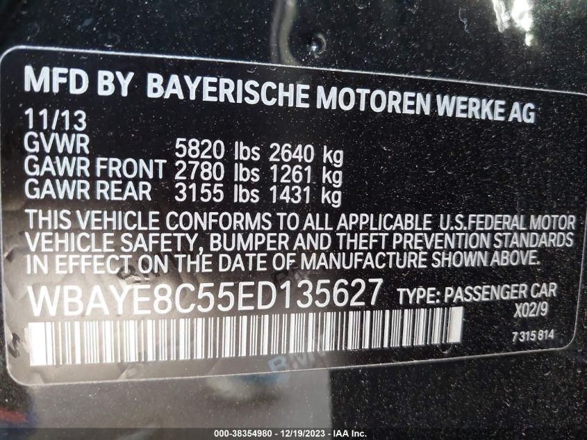 2014 BMW ALPINA B7 WBAYE8C55ED135627