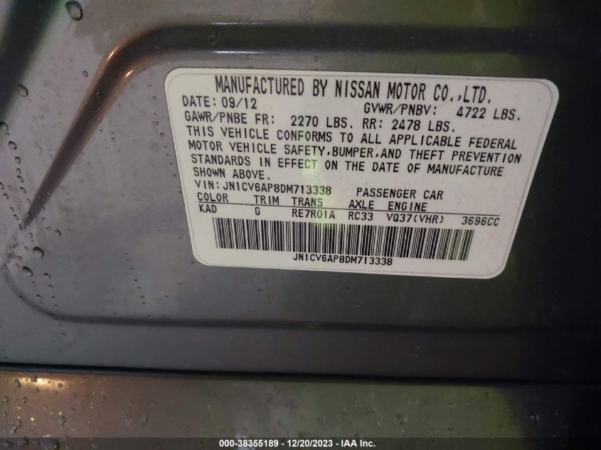 2013 INFINITI G37 JOURNEY - JN1CV6AP8DM713338