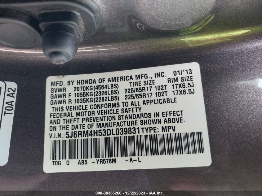 2013 HONDA CR-V EX - 5J6RM4H53DL039831
