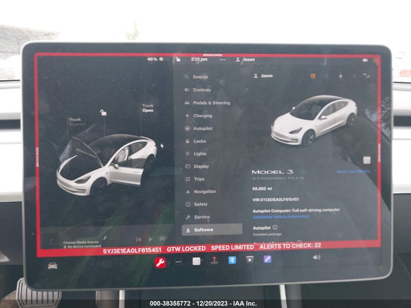 2020 TESLA MODEL 3 - 5YJ3E1EA0LF615451
