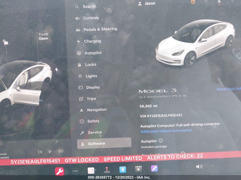 2020 TESLA MODEL 3 - 5YJ3E1EA0LF615451