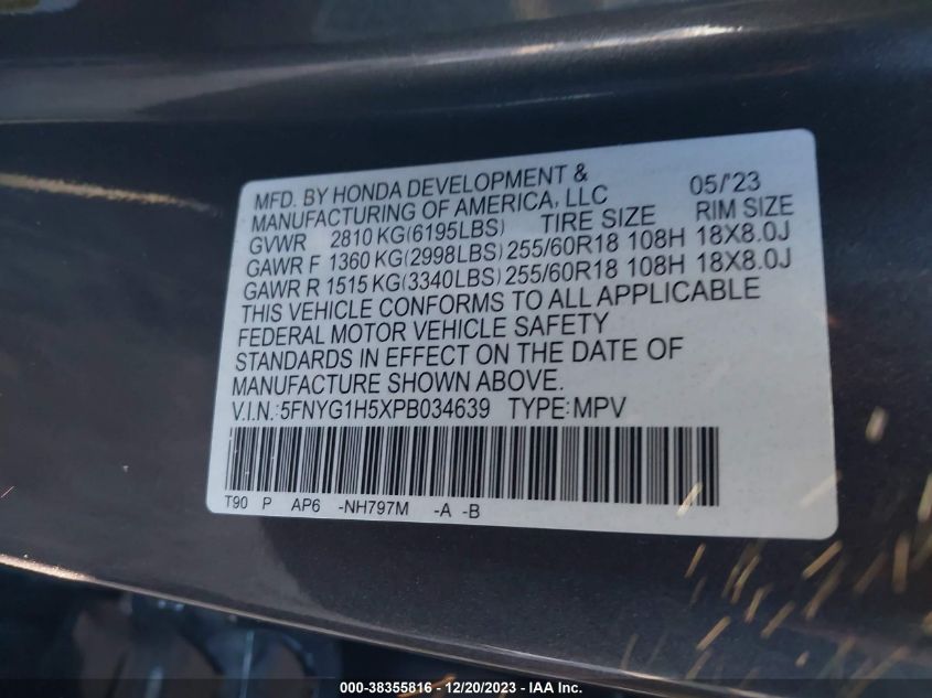 2023 HONDA PILOT EXL - 5FNYG1H5XPB034639