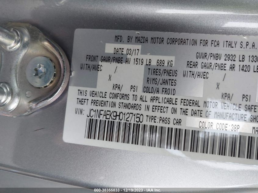 2017 FIAT 124 SPIDER CLASSICA JC1NFAEK9H0127150