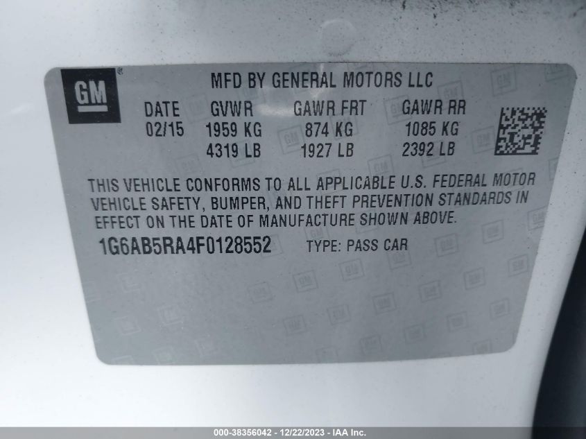 2015 CADILLAC ATS LUXURY - 1G6AB5RA4F0128552