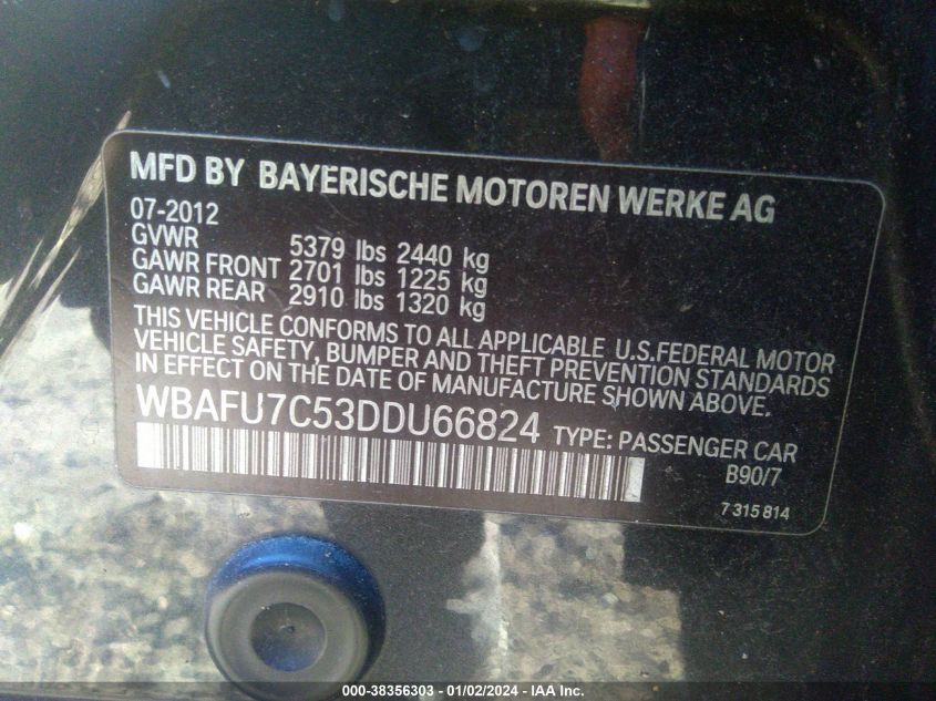 2013 BMW 535I XDRIVE - WBAFU7C53DDU66824