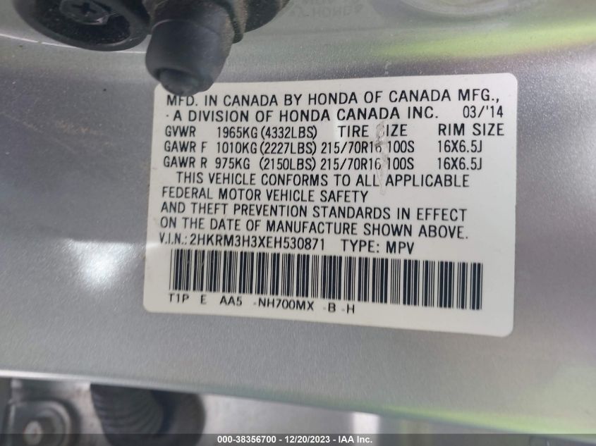 2014 HONDA CR-V LX - 2HKRM3H3XEH530871