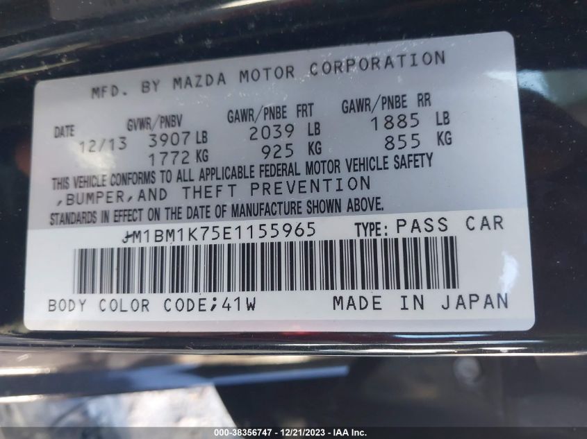 2014 MAZDA MAZDA3 I SPORT - JM1BM1K75E1155965