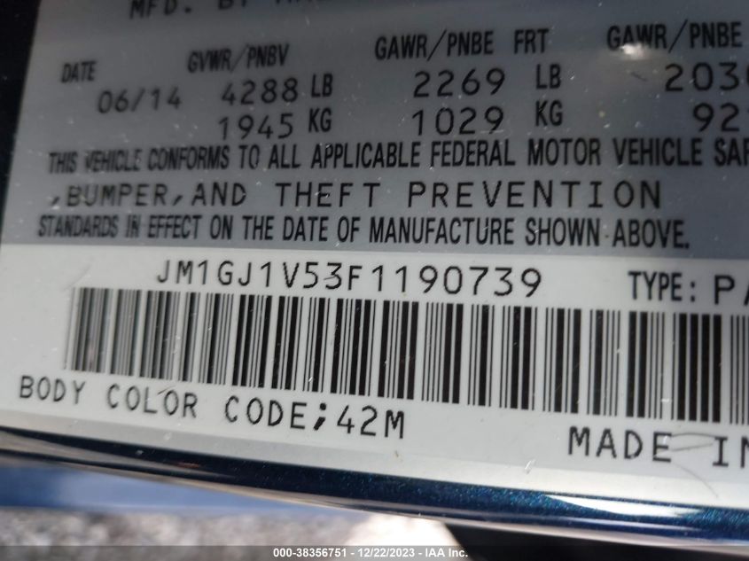 2015 MAZDA MAZDA6 I TOURING - JM1GJ1V53F1190739