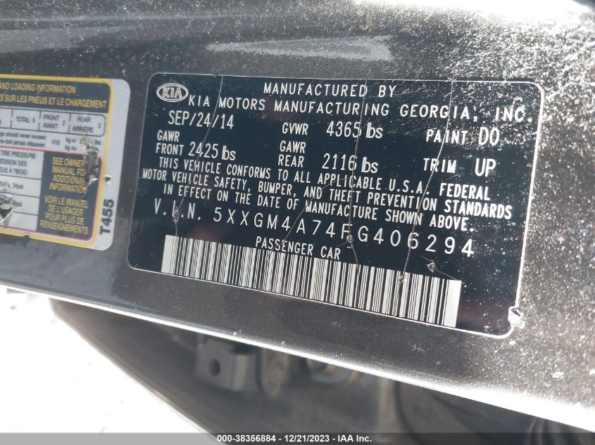 2015 KIA OPTIMA LX - 5XXGM4A74FG406294