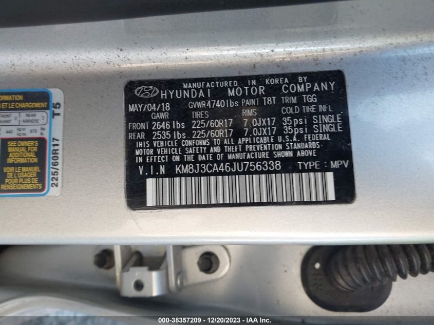 2018 HYUNDAI TUCSON SEL - KM8J3CA46JU756338