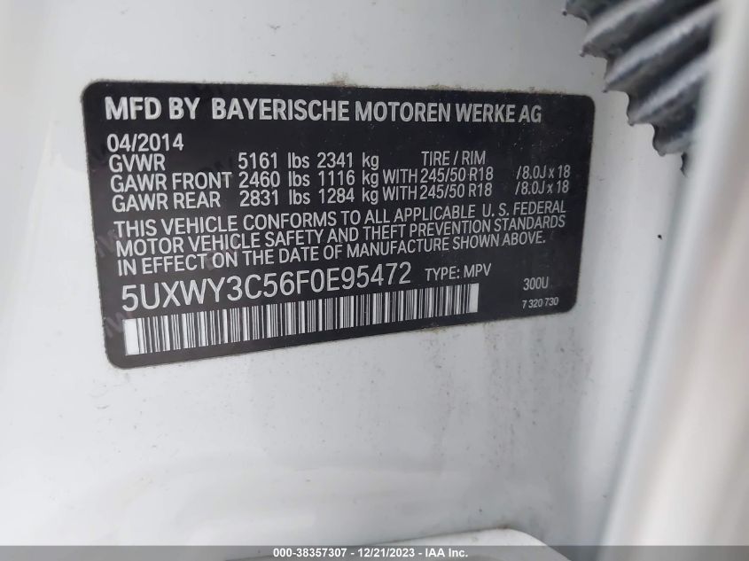 2015 BMW X3 XDRIVE28D - 5UXWY3C56F0E95472