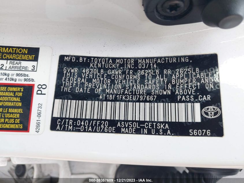 2014 TOYOTA CAMRY SE SPORT - 4T1BF1FK3EU797667