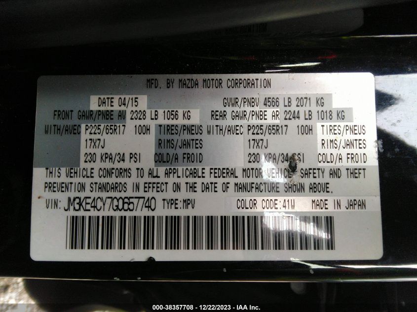 2016 MAZDA CX-5 TOURING - JM3KE4CY7G0657740