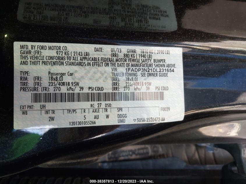 2013 FORD FOCUS TITANIUM - 1FADP3N21DL231654