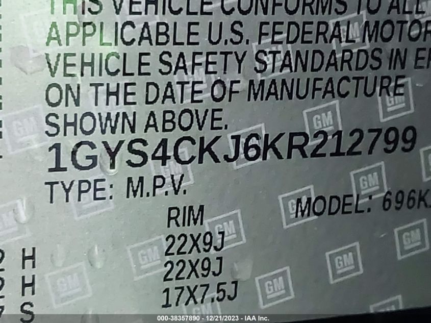 2019 CADILLAC ESCALADE - 1ZYS3AKJ6KR212799