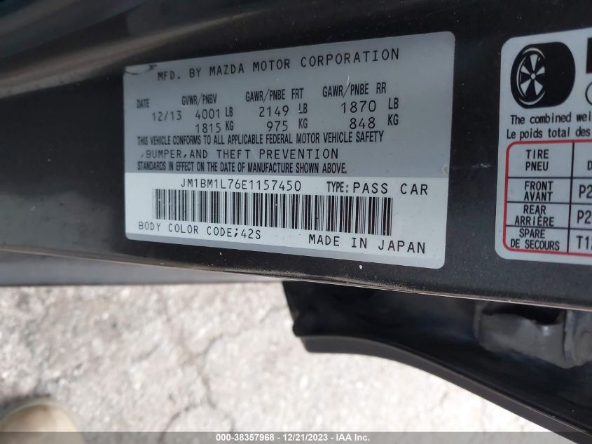 2014 MAZDA MAZDA3 I TOURING - JM1BM1L76E1157450