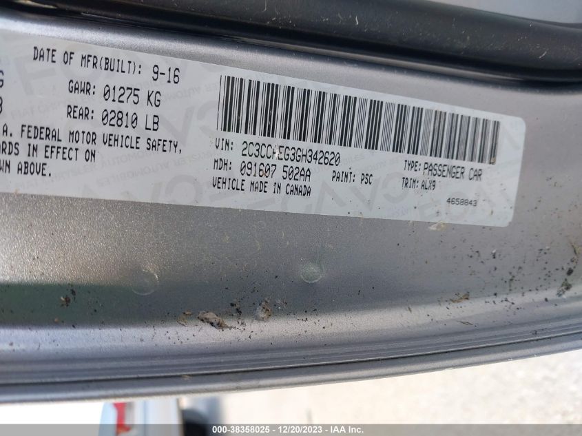 2016 CHRYSLER 300 300C - 2C3CCAEG3G8342620