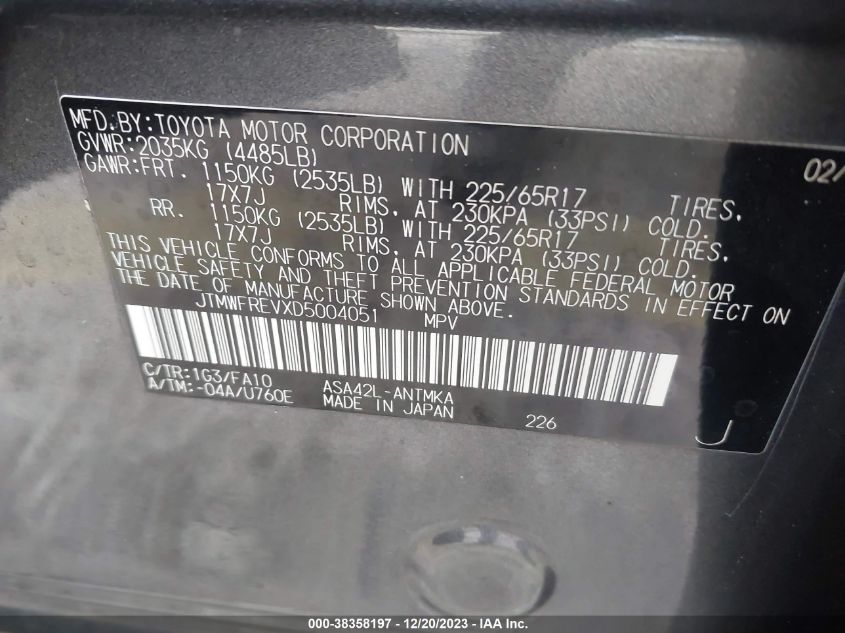 2013 TOYOTA RAV4 - J2MWFREVXD5004051