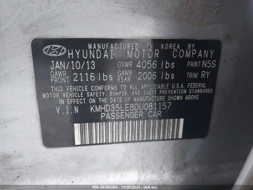 2013 HYUNDAI ELANTRA GT - KMHD35LE8DU081157