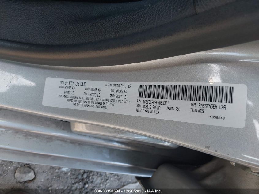 2015 CHRYSLER 200 LIMITED - 1C3CCCAB7FN653351