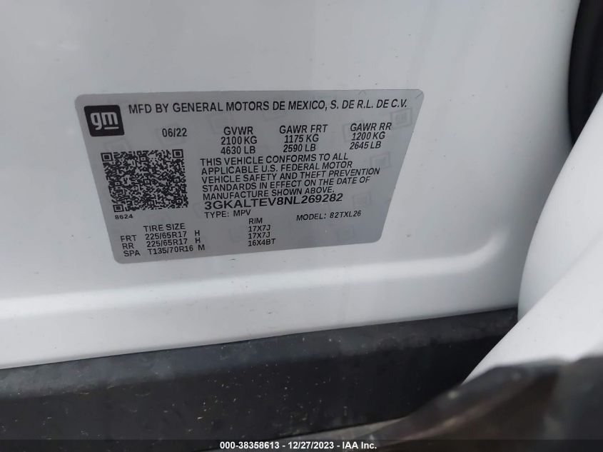 2022 GMC TERRAIN SLE - 3GKALTEV8NL269282