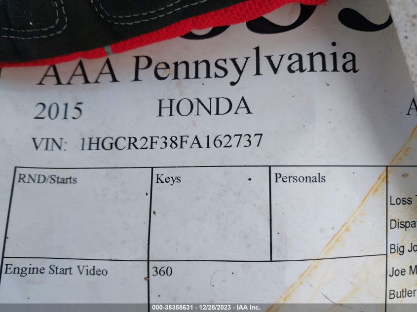 2015 HONDA ACCORD LX - 1HGCR2F38FA162737