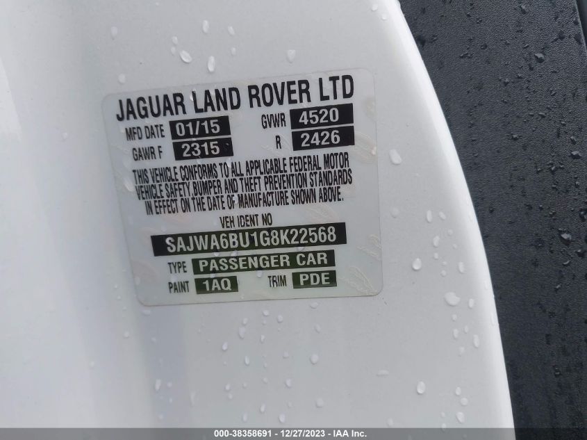 2016 JAGUAR F-TYPE S - SAJWA6BU1G8K22568