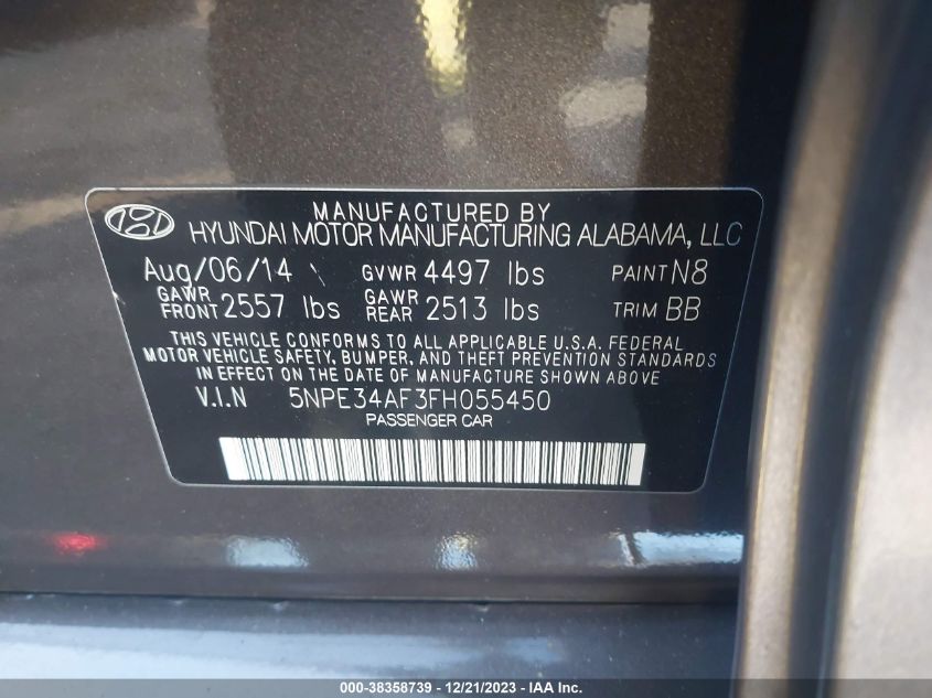 2015 HYUNDAI SONATA SPORT - 5NPE34AF3FH055450