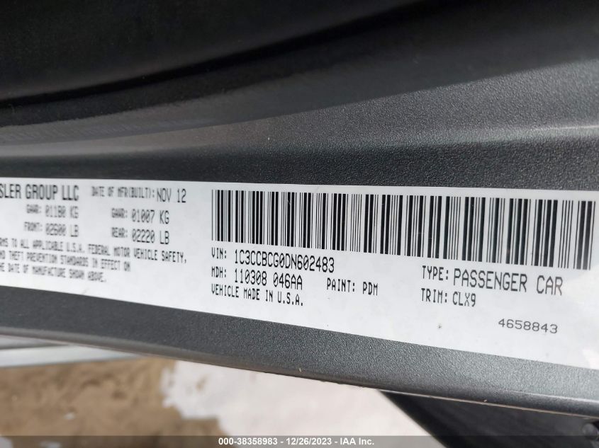 2013 CHRYSLER 200 LIMITED - 1C3CCBCG0DN602483