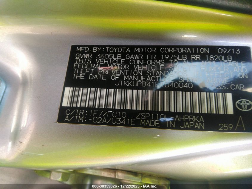2014 TOYOTA SCION XD JTKKUPB41E1040040