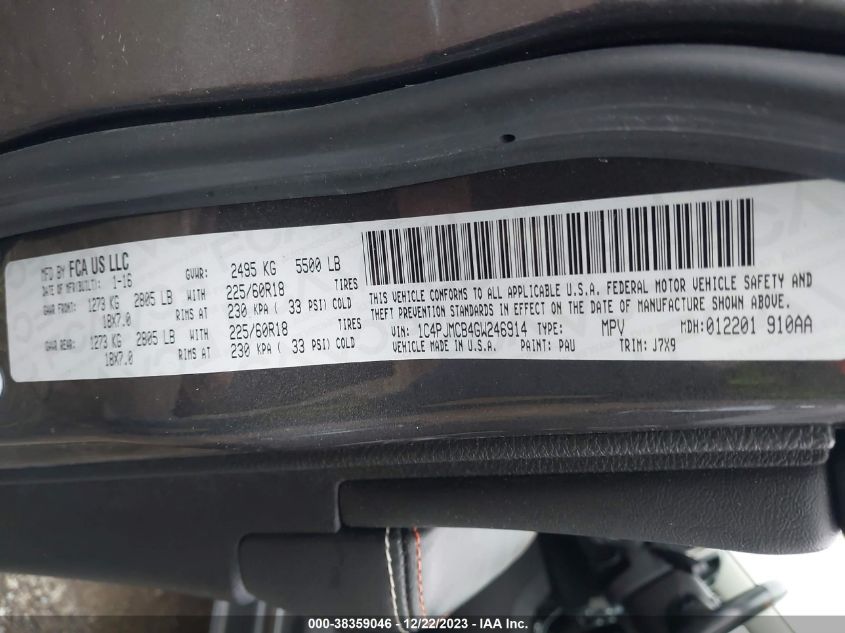 2016 JEEP CHEROKEE LATITUDE - 1C4PJMCB4GW246914