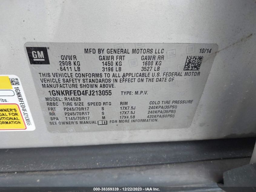 2015 CHEVROLET TRAVERSE LS - 1GNKRFED4FJ213055