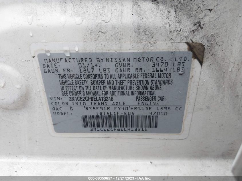 2014 NISSAN VERSA NOTE S (SR) - 3N1CE2CP8EL413316
