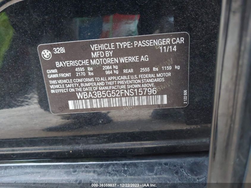 2015 BMW 328I XI SULEV - WBA3B5G52FNS15796
