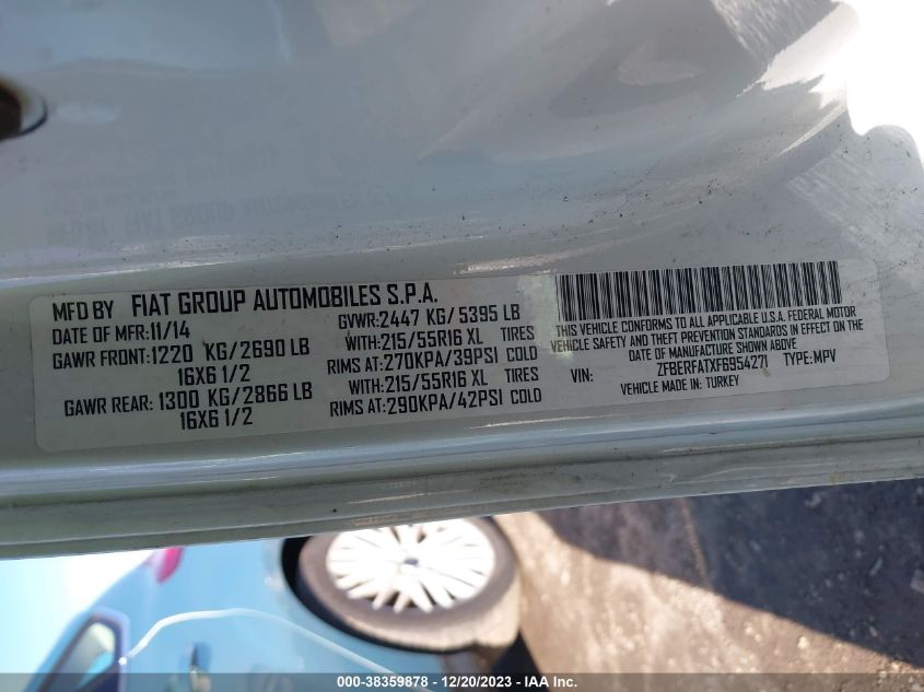 2015 RAM PROMASTER CITY TRADESMAN - ZFBERFATXF6954271