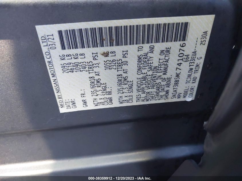 2021 NISSAN ROGUE SV INTELLIGENT AWD - 5N1AT3BB5MC741076