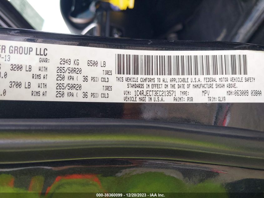 2014 JEEP GRAND CHEROKEE OVERLAND - 1C4RJECT3EC213571