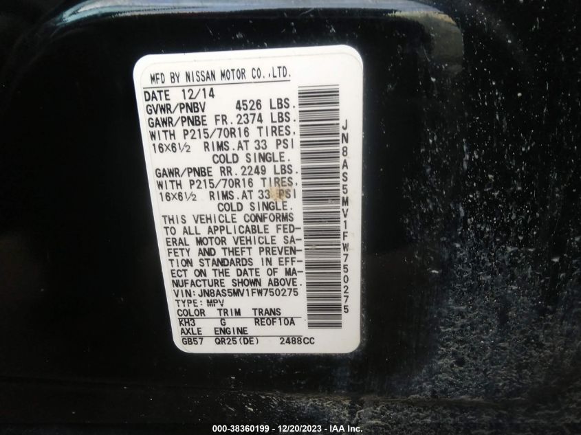 2015 NISSAN ROGUE SELECT S - JN8AS5MV1FW750275