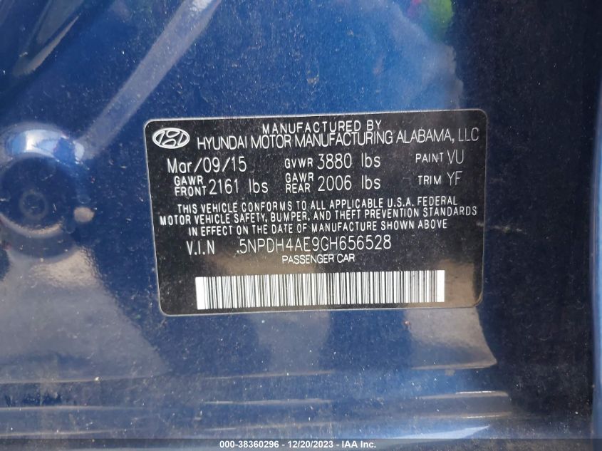 2016 HYUNDAI ELANTRA SE - 5NPDH4AE9GH656528