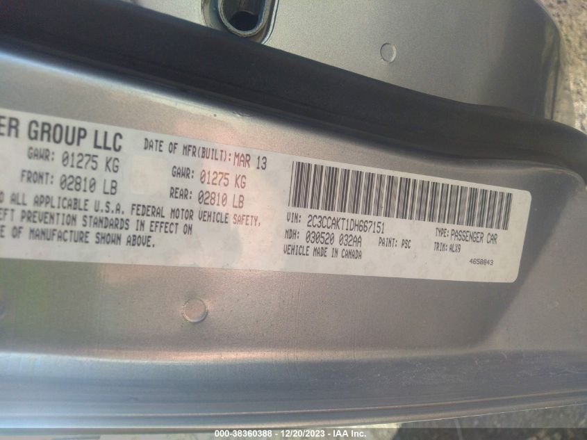 2013 CHRYSLER 300C 2C3CCAKT1DH667151