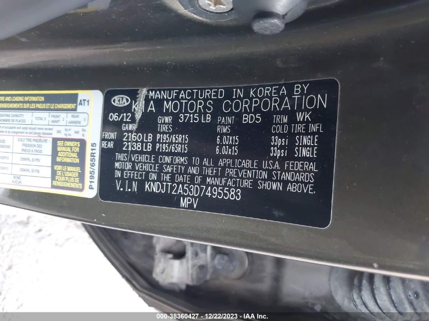 2013 KIA SOUL - KNDJT2A53D7495583